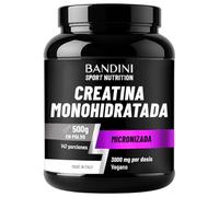 Bandini® Creatina Monohidrato Micronizada Polvo 500 g - 100% Pura, Alta Solubilidad y Máxima Pureza - Creatine Powder para Entrenamiento, Deporte y Gimnasio - Incluye Dosificador - Vegana, Sin Gluten