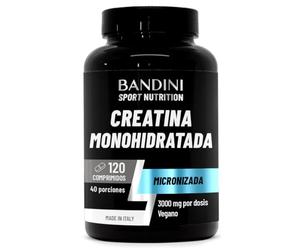 Bandini® Creatine Monohidratada 120 Comprimidos de 3.000mg por dosis - Suplemento deportivo para Entreno, Gimnasio e Pre Workout - 100% Vegano - A base de un 100% de Creatina Monohidratada Pura
