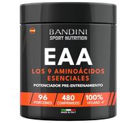 Bandini® EAA Aminoácidos Esenciales 480 TABLETAS - Con 9 Essential Amino Acids - Pre, intra y Post Entrenamiento - Complemento alimenticio para el deporte - Comprimidos - 96 Dosis - Vegan, sin azúcar
