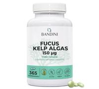 Bandini® Fucus Kelp Algae | 365 comprimidos, suministro anual - 150mcg | Fuente natural de yodo procedente de algas pardas | Metabolismo energético, uñas, cabello | Vegano, sin aditivos | 100% vegan