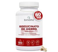 Bandini® Hierro Suplemento 80mg + Vitamina C 160mg - 180 Cápsulas Veganas | Bisglicinato de hierro - Contribuye a la Formación de Glóbulos Rojos y Hemoglobina - Con Alta Absorción y al Sistema Inmune