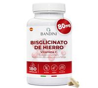 Bandini® Hierro Suplemento 80mg + Vitamina C 160mg - 180 Cápsulas Veganas (de bisglicinato de hierro) Contribuye a la Formación de Glóbulos Rojos y Hemoglobina - Con Alta Absorción y al Sistema Inmune