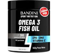 Bandini® OMEGA 3 2000mg Aceite de Pescado - 366 Perlas, 6 meses - Sin sabor | 600mg triglicéridos bioactivos EPA y DHA + Vitamina E - Máxima Concentración de Ácidos Grasos para cerebro y corazon