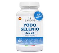 Bandini® YODO 225 mcg + SELENIO 100 mcg 160 Comprimidos | Yoduro de Potasio KI + Selenio L Metionina | Alta Absorción Alta Dosis | Iodo 100% Vegano, Sin OGM | Para la tiroides y el sistema nervioso