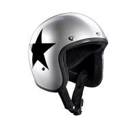BANDIT Casco abierto para moto Jet Star Silver Gloss Custom Moker Style Visor Included Silver Gloss Star Open Helmet Stars (L)