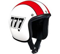 BANDIT Casco jet abierto JET777F para unisex adulto Blanco/Rojo con carcasa de fibra de vidrio, visor solar oscuro y cierre rápido tipo clic TALLA XL