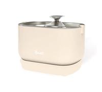 Bandit - Fuente de agua con cable para gatos 2,5 L, filtración de 4 etapas, ultra silenciosa inferior 30 dB, acero inoxidable, bandeja y boquilla para lavavajillas, color crema