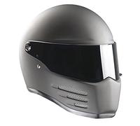 BANDIT Helmets Casco de Moto Integral Fighter Negro Mate Visor Transparente Streetfighter Custom Biker Style Dull Black Motorcycle Helmet Clear Visor Homolgado FIMB (M)