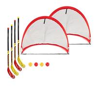Bandito FUN Hockey Juego completo con 2 x 2 unidades de bate y Pop Up Portería mini de Juego