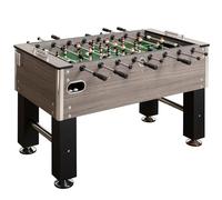 Bandito Futbolín profesional Soccer Deluxe, marrón, negro, roble y gris, mesa de fútbol maciza y robusta de 80 kg, futbolín estable para jóvenes y adultos, futbolín con soporte para bebidas