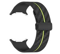 BANDKIT Correa con patrón de fibra de carbono para Samsung Galaxy Watch 7 Ultra, pulsera de silicona de 47mm con cierre magnético para Galaxy Watch 7 Ultra(Black lime)