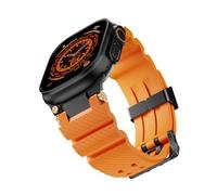 BANDKIT Correa de goma para Apple Watch Band S10 46mm S10 42mm Ultra 49mm 45mm 44mm correas de reloj de goma Correa impermeable(Black orange,42/44mm)