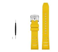 BANDKIT Correa de reloj de caucho flúor FKM, correa de reloj deportiva de 20mm, 21mm, 22mm y 24mm(Yellow silver buckle,22mm)