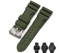 BANDKIT Correa de reloj de caucho natural de 24 mm para Panerai Luminor sumergible PAM correa negra azul rojo naranja cierre de mariposa (color: pin verde, tamaño: 24 mm negro)