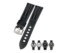 BANDKIT Correa de reloj de cuero genuino, 20mm, 21mm, apta para Omega Seamaster 300 AQUA TERRA Speedmaster, cierre de Pin, correa negra(Silver clasp,21mm)