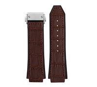 BANDKIT Correa de reloj de goma de cuero de vaca real de 25 x 19 mm para HUBLOT Classic Fusion Universe Big Bang Series para hombre, correa de reloj con hebilla de mariposa, 26-19mm, Ágata