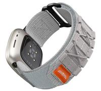 Bandletic Bandas tácticas resistentes compatibles con Fitbit Sense, correas deportivas de nailon militar suave y duradero para Fitbit Versa 4/3/Sense 2, grande, blanco y gris