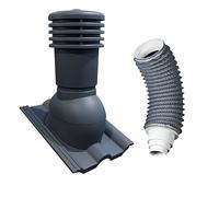 Bandloo VENTOS X PLUS 150 mm + FLEXOS X PLUS 60 cm - Kit completo para ventilación de tejas - Compatible con tejas de hormigón - Resistente a los rayos UV flexible con reducción 80 - 150 mm (grafito