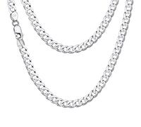 Bandmax 36cm Gargantilla Grande Plata Mujer Cadenas Cubanas, Collar Corto de Clavicula Plata de Ley No Da Alergia