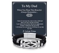 Bandmax Amor Pulsera de cuero acero inoxidable nudo concéntrico Te amo pulsera magnética 23CM, Regalo para Papá/Abuelo/Hijo