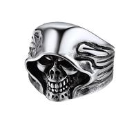 Bandmax Anillo Banda Parca Calavera Pirata, Anillo 62 Sello Fantasma de Acero Inoxidable
