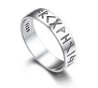 Bandmax Anillo Plata Runas Vikingas para Hombres Mujeres Anillo 49 mm de Banda Joyeria Vintage
