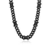 Bandmax Cadena Cubana Hombre 12mm Acero Puas Espinas 45cm con Alargador Collar Cuello Punk Rock, Negro