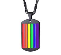 Bandmax Cadena de arco iris para mujer y hombre, acero inoxidable, collar personalizado LGBTQ, collar para perro, día del orgullo, joyería para hijo hija, Acero inoxidable, No es una piedra preciosa