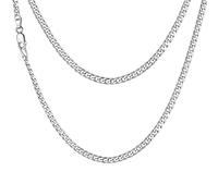Bandmax Cadenas Cubanas Plata de Ley de Caballero Dama, Collar Cuello Plata Eslabones Cubanos 61cm