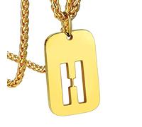 Bandmax Collar Oro Hombre Chapa Militar con Inicial de Nombre H Colgante Identidad Mujer Dorado