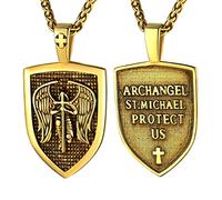 Bandmax Collar Santo Patron Miguel Arcangel Amuleto Proteccion de Policia Fuerza Armada, Dorado