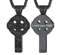 Bandmax Personalizable Colgante de Cruz Celta Nudos Triquetra Simbolo Vikingo Nordico, Negro