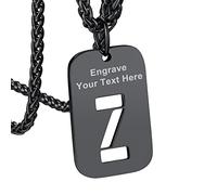 Bandmax Personalizable Unisex Collar Militar con Letra Z Nombre en Chapa Identificativa para Hombres Mujeres Acero Negro