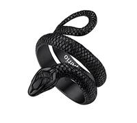 Bandmax Personalizable Vintage Hip Hop Anillo Cola Serpiente Negro para Hombres