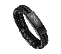 Bandmax Pulsera de hombre de piel trenzada con cierre magnético de acero inoxidable, plateado/dorado/negro, pulsera de hombre personalizada con brújula vikinga, ideas de regalo para hombre, padre y