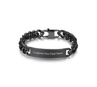 Bandmax Pulsera de identificación personalizada para hombre y mujer, 19 cm/21 cm/23 cm, cadena maciza de eslabones, asociación, amistad, bisutería de moda, 19 centimeters, Acero inoxidable