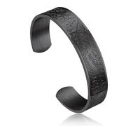 Bandmax Pulsera para Hombre Viking Arbol de Familia Nudo Celta Joya Regalo Brazalete Negro de Acero Inoxidable Impermeable