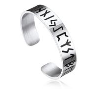 Bandmax Pulsera Runas para Hombre Talla Ajustable 15mm Ancho Brazalete Vikingo Abierto Regalo a Padre Amigo Hijo