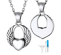 Bandmax Rellena Cenizas Yaya Perro Mama Colgante Corazon ala de Angel Pone con Accesorios para Meter Cenizas, Negro
