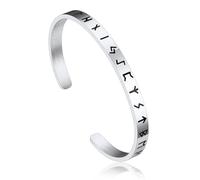 Bandmax Runas Pulsera Mujer Hombre Brazalete 6mm Ancho Pulsera Ajustable Vikingo Nordico, Pulsera Acero Inoxidable Mujer