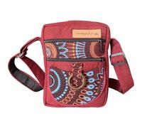 Bandolera de lona con diseño Mandala, multibolsillos, disponible en verde, morado y rojo, granate