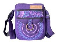 Bandolera de lona con diseño Mandala, multibolsillos, disponible en verde, morado y rojo, malva