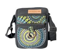 Bandolera de lona con diseño Mandala, multibolsillos, disponible en verde, morado y rojo, Negro