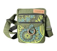 Bandolera de lona con diseño Mandala, multibolsillos, disponible en verde, morado y rojo, verde