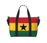 Bandolera de mano con diseño de bandera de Ghana, adecuada para el trabajo, viajes, fitness, turismo, bolso casual para mujer con cremallera, color negro, talla única