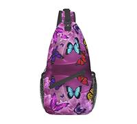 Bandolera De Mariposas Púrpura Daisy Bandolera De Pecho para Hombre, Ligera, para Senderismo Y Viajes