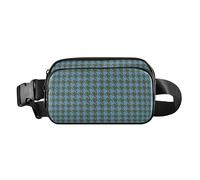 Bandolera de moda para mujeres y hombres, adolescentes, bandolera pequeña con bandolera, HoundstoothBuffalo Plaid Tartan Check Scotland blue, 8" x 5.3" x 2.3", Retro, HoundstoothBuffalo Plaid Tartan