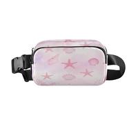 Bandolera de moda para mujeres y hombres, de verano, color rosa, conchas marinas, estrellas de mar, bolsa de pecho con correa ajustable, multiusos para viajes, gimnasio, trabajo