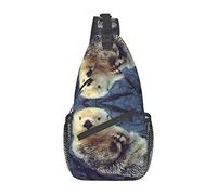 Bandolera de Sirena Negra con Animal Blanco, Bandolera de Pecho con Honda para Hombres y Mujeres, Utilizada para el Ocio y los Viajes