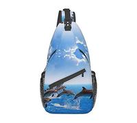 Bandolera de Sirena Negra con delfín Animal 3D único, Bandolera Cruzada en el Pecho para Hombres y Mujeres, Utilizada para el Ocio y los Viajes